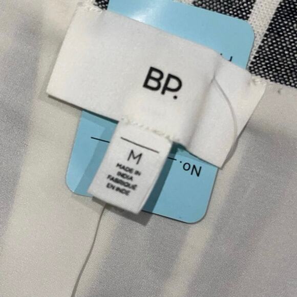 BP Women's Cinched 3/4 Sleeve Linen Blend Striped Blazer Classic Prep - Picture 3 of 4